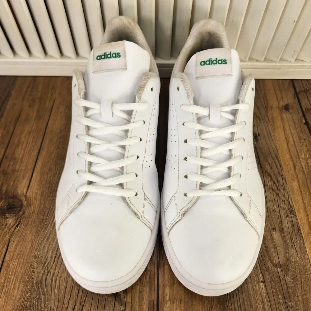 Adidas Advantage Sportswear Mens Sz 9.5 White Green Leather Tennis Shoes GZ5300